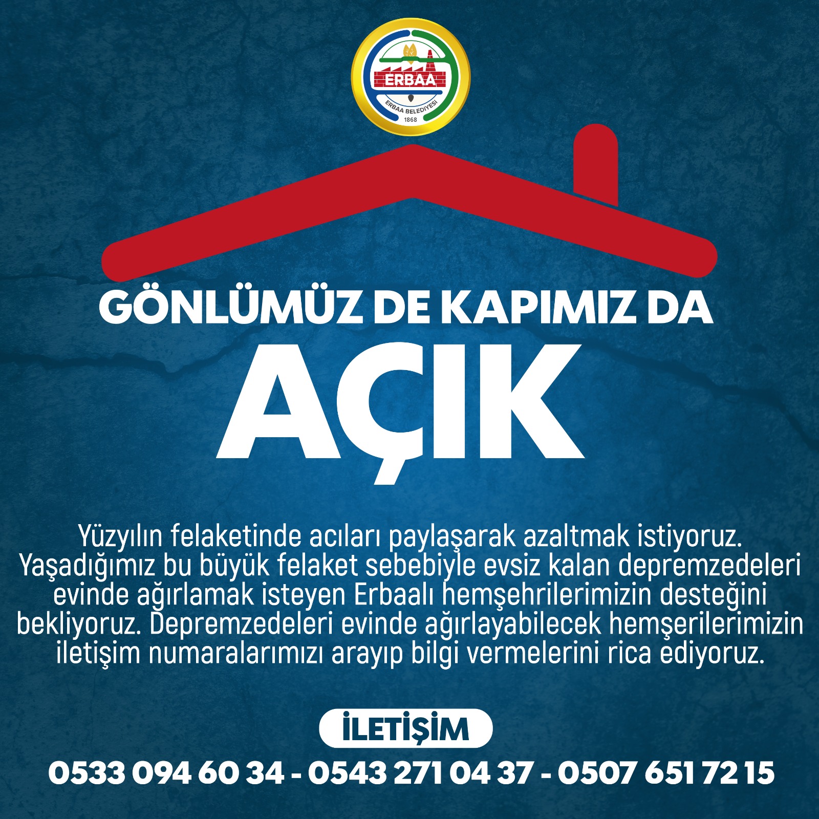 Yüzyılın Felaketinde Acıları Paylaşarak Azaltmak İstiyoruz.
